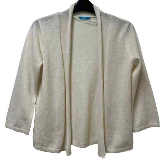 J. McLaughlin Cream Ivory Open Front Flyaway 100% Cashmere Cardigan Sweater XS
